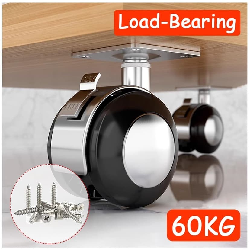 4 Pcs Swivel Castor Wheel,2 Inch Heavy Duty Plate Caster Wheel,Furniture Alloy Decorative Wheels,360 Degree Silence Rotating,Small Shelf,Bookcases Replacement Casters Wheels