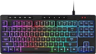 Redragon K516 Shiva TKL Wired RGB Membrane Gaming Keyboard, 87 Keys Mechanical-Feel Keyboard w/Smooth Linear Switch, On-Board Macro & Dedicated Multimedia Keys, 16.8M RGB Backlit, Software Supported
