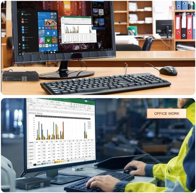 Dell Mini PC OptiPlex 7040 Desktop Computers with Dual 24 inch KOORUI Monitor,Micro PC, Intel i7-6700T 32GB Ram 1TB M.2 NVMe SSD,AX210 Built-in WiFi 6e & Bluetooth 5.2, HDMI, Windows 11 Pro (Renewed)