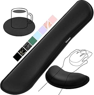 Gimars Upgrade Enlarge Silky Gel Memory Foam Keyboard Wrist Rest, Wrist Rest for Computer Keyboard, Ergonomic Design for Typing Pain Relief, Mousepad Rests, Wrist Support for Office, Gaming, Black