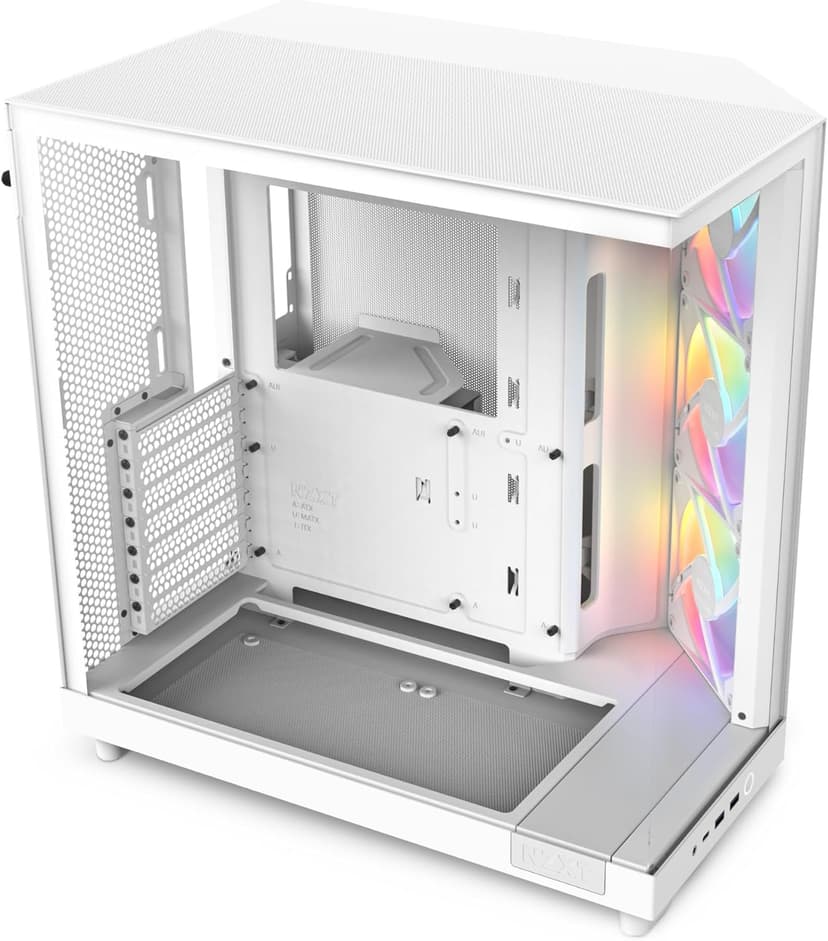NZXT H6 Flow RGB Mid-Tower Airflow Case with 3 RGB Fans, Panoramic Glass Panels, and Cable Management - White