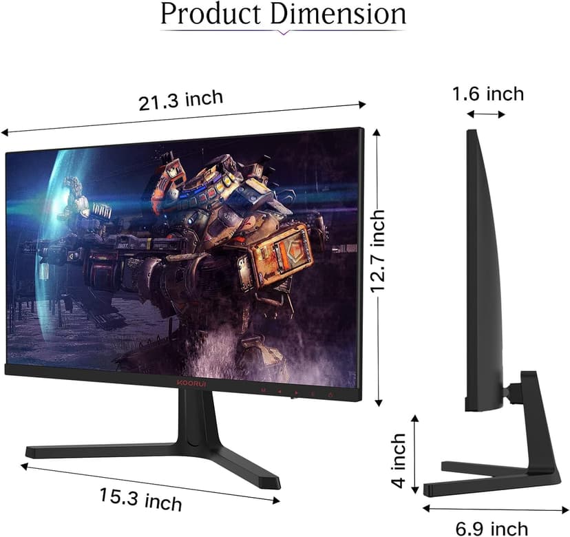KOORUI 24 Inch Computer Monitor -FHD 1080P Gaming Monitor 165Hz VA 1ms, AdaptiveSync Technology, LED Monitors with Ultra-Thin, HDMI X2 /DP, VESA Compatible, Tilt Adjustable, Eye Care 24E4