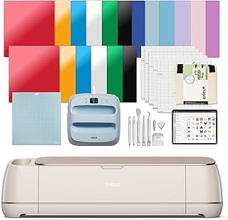 Cricut Maker 4 - Smart Cutting Machine (Seashell) | Engagement Plus Bundle - Includes EasyPress 3 Heat Press (9x9) + Mat, Tote Bag, Material Samplers, Machine Mat, Pens, Tools, & 25 Digital Images