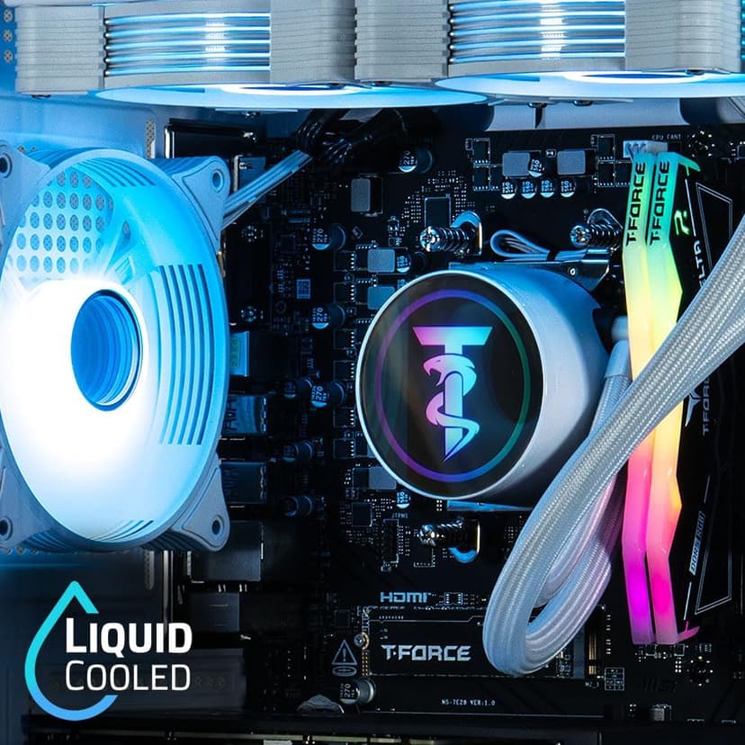 ViprTech Reaper 2.5 Liquid-Cooled PC - AMD Ryzen 7 8700F (5.0Ghz Turbo), AMD RX 7800 XT 16GB, 32GB DDR5 6400, 2TB NVMe SSD, 1000W Gold, VR-Ready, WiFi BT, Win 11, Gaming Desktop Computer White