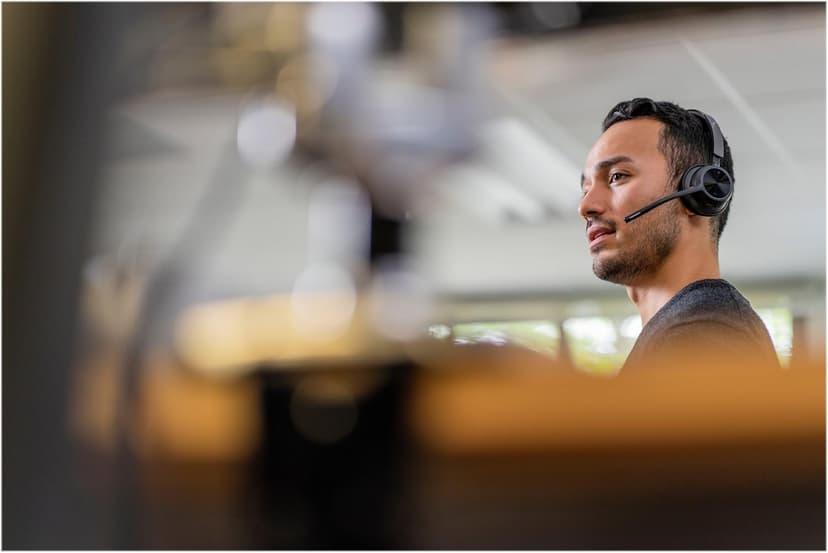 Poly - Voyager 4320 UC Wireless Headset + Charge Stand (Plantronics) - Headphones with Boom Mic - Connect to PC/Mac via USB-A Bluetooth Adapter, Cell Phone via Bluetooth - Works with Teams, Zoom &More