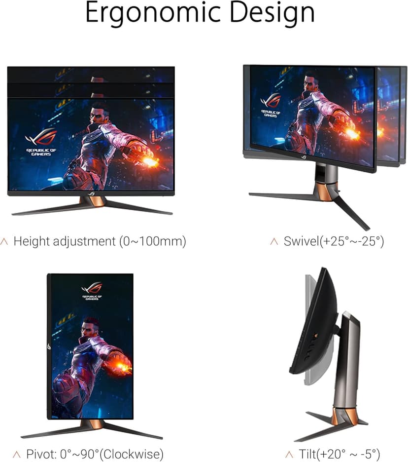 ASUS ROG Swift 360Hz 27” 1440P HDR Gaming Monitor (PG27AQN) - QHD (2560 x 1440), Fast IPS, 1ms, G-SYNC, Eye Care, HDMI, DisplayPort, USB, Ergonomic Design, VESA Wall Mountable, HDR10, DisplayHDR600