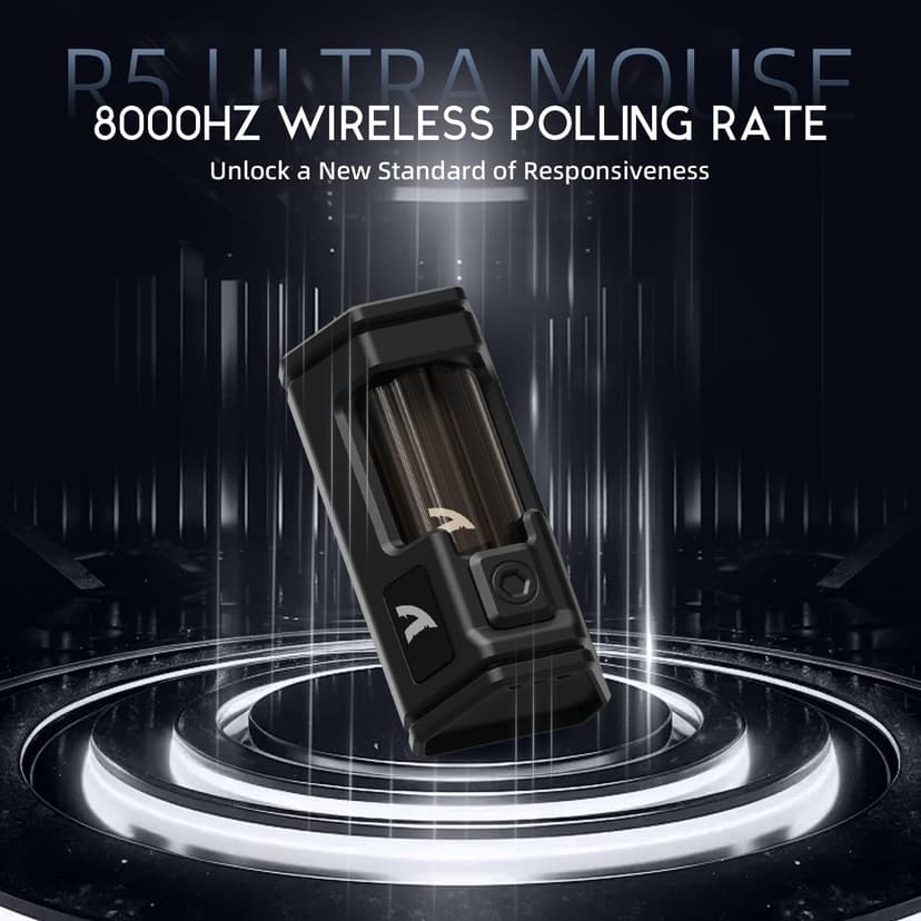 R5Ultra 8K Carbon Fiber Wireless Gaming Mouse with 42,000 DPI -PAW3950 MAX Sensor -Nordic 52840 MCU Chip-39g Ultra-Lightweight -Wired/BT/2.4GHz Wireless Programmable Mice Griptape for PC/Mac(White)