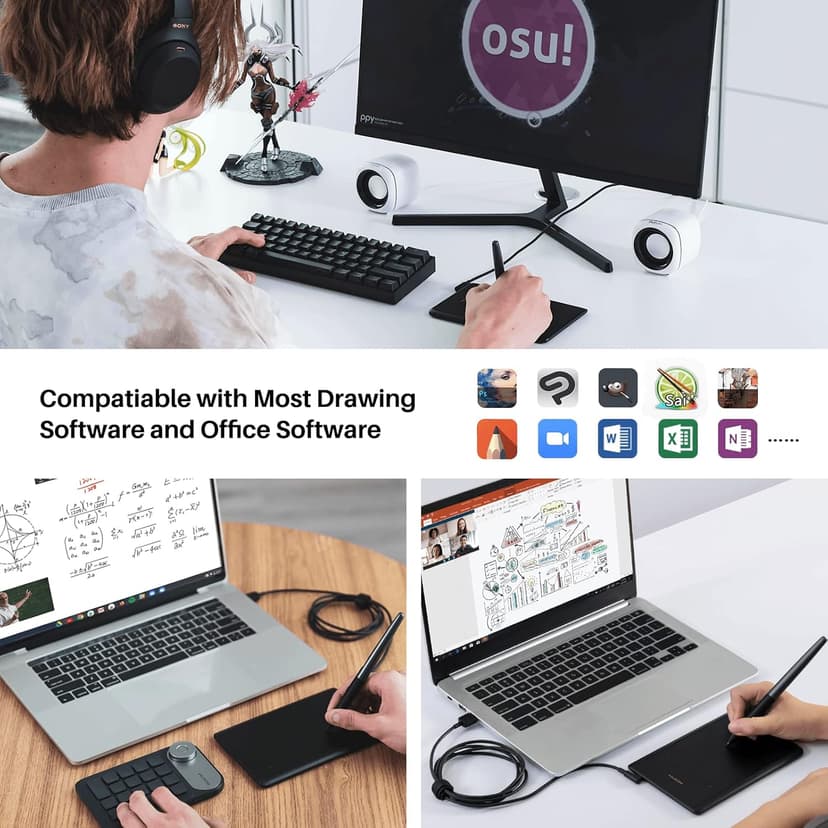HUION H420X OSU Tablet Graphic Drawing with 8192 Levels Pressure Battery-Free Stylus, 4.17x2.6 inch Digital Tablet Compatible with Window/Mac/Linux/Android for OSU Game, Online Teaching
