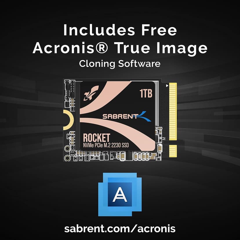SABRENT Rocket 2230 1TB NVMe SSD – PCIe Gen4 M.2 2230 Internal SSD for Steam Deck, Surface Pro, Ultrabook, HTPC – DRAM-Less with HMB, Up to 5GB/s [SB-2130-1TB]
