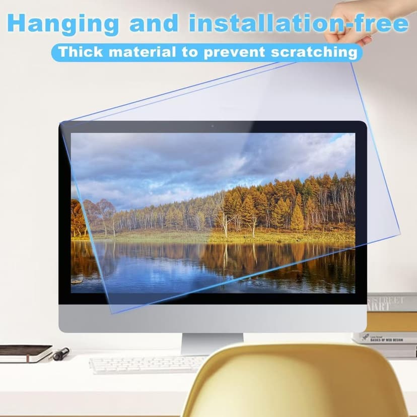 Anti Blue Light Screen Filter, Universal Blue Light Blocking Screen Protector Panel for 23, 23.6, 23.8, 24 inches Diagonal Desktop Computer LED PC Monitor- Widescreen Monitor Frame Hanging Type