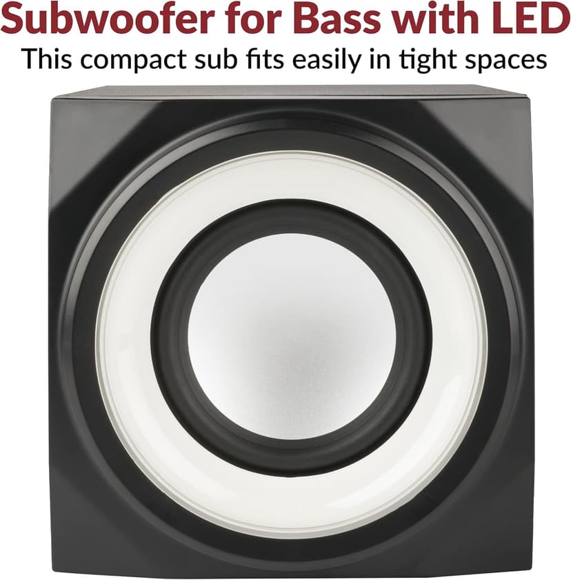 Cyber Acoustics CA-SP34BT Bluetooth Speakers with LED Lights – The Perfect Gaming, Movie, Party, Multimedia 2.1 Subwoofer Speaker System, Black