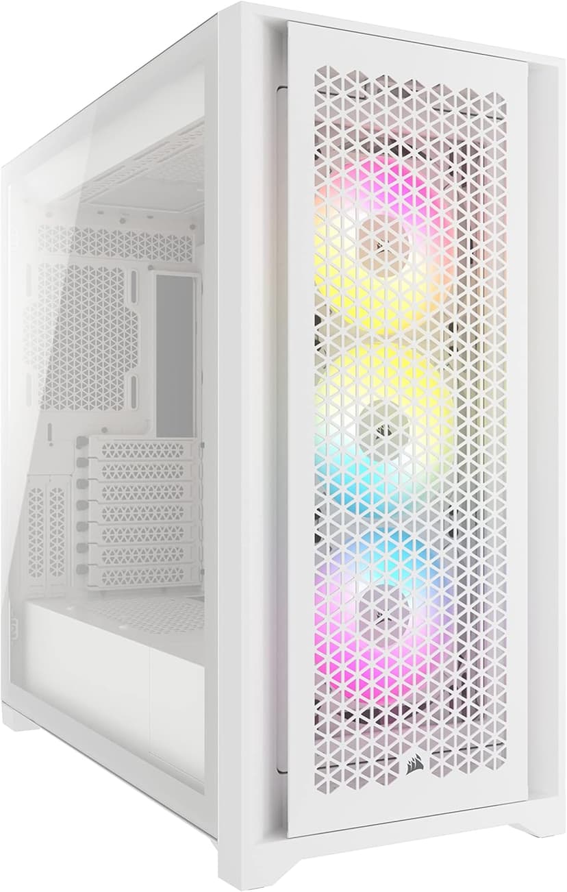 Corsair 5000D Airflow Mid-Tower Case - 3 RGB Fans - Lighting Controller - High-Airflow Design - RapidRoute Cable Management - True White