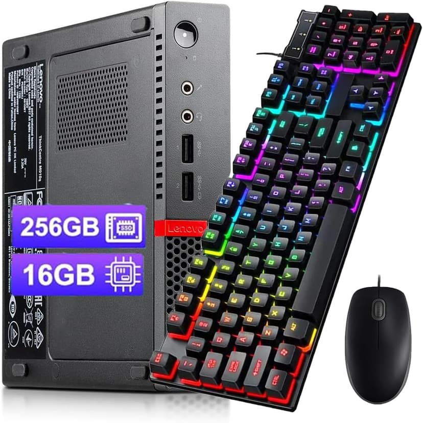 Lenovo ThinkCentre M910q Tiny Desktop Computer Windows 11 Pro - Intel Core i5-6500T 2.5GHz, 16 GB RAM, 256GB SSD, USB 3.0, DisplayPort, WiFi, BT Mini PC (Renewed)