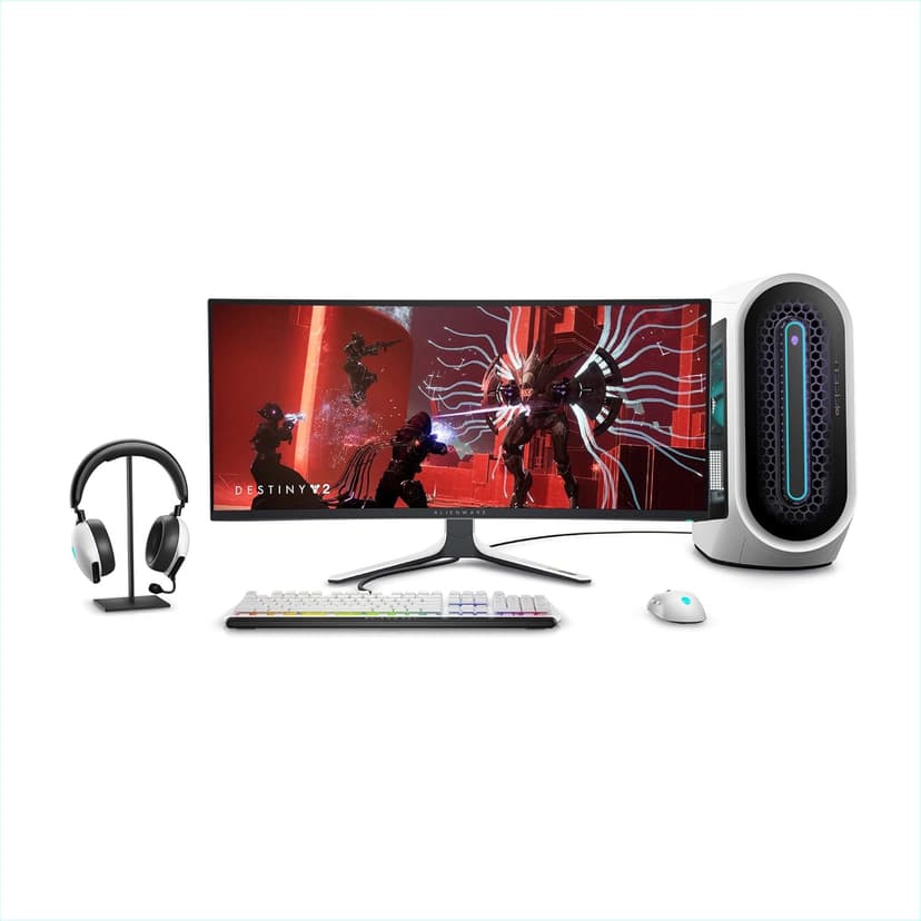 Alienware AW3423DW Curved Gaming Monitor 34.18 inch Quantom Dot-OLED 1800R Display, 3440x1440 Pixels at 175Hz, True 0.1ms Gray-to-Gray, 1M:1 Contrast Ratio, 1.07 Billions Colors - Lunar Light