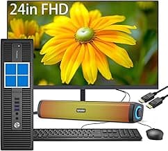 HP Prodesk 600 G2 SFF Desktop PC W11, SFF Computer w/ 24in LCD Monitor, i5-6500 Processor, 16GB RAM, 1TB SSD, RGB Speaker, DP Cable (Renewed)