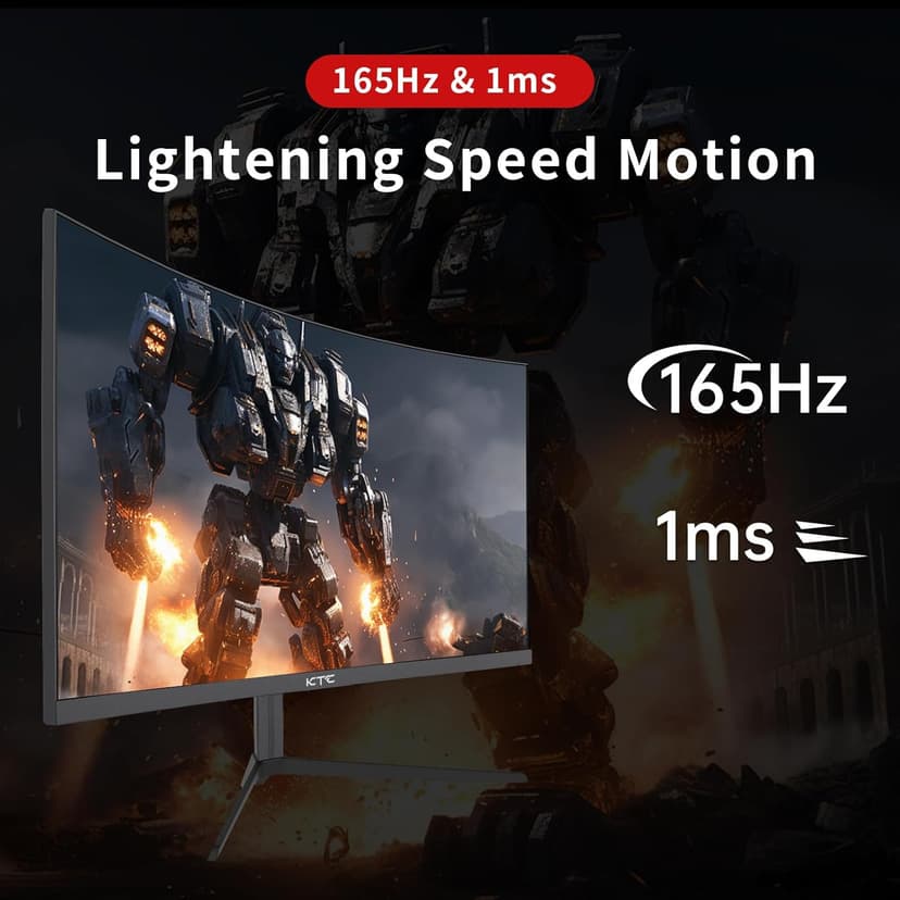 24 inch 1500R Curved Gaming Monitor 165Hz 1ms FHD 1080p VA Tilt Adaptive Sync HDR 110% sRGB DP/HDMI,VESA for Gaming Home Office Business PS5 PC Monitors