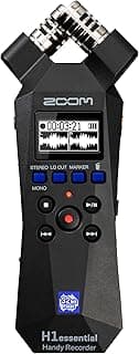 Zoom H1essential Stereo Handy Recorder with 32-Bit Float, Accessibility, X/Y Microphones, Record to SD Card, USB Microphone, Portable, for Musicians, Podcasters, Filmmakers, & Content Creators