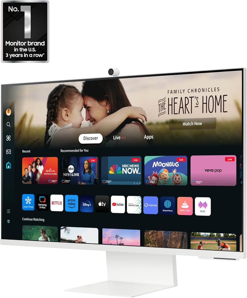 SAMSUNG 32-Inch M8 (M80D) Series 4K UHD Smart Monitor with Streaming TV, Speakers, HDR10+, AI Upscaling, USB-C, Ergonomic Stand, SlimFit Camera, Gaming Hub, LS32DM801UNXZA, 2024