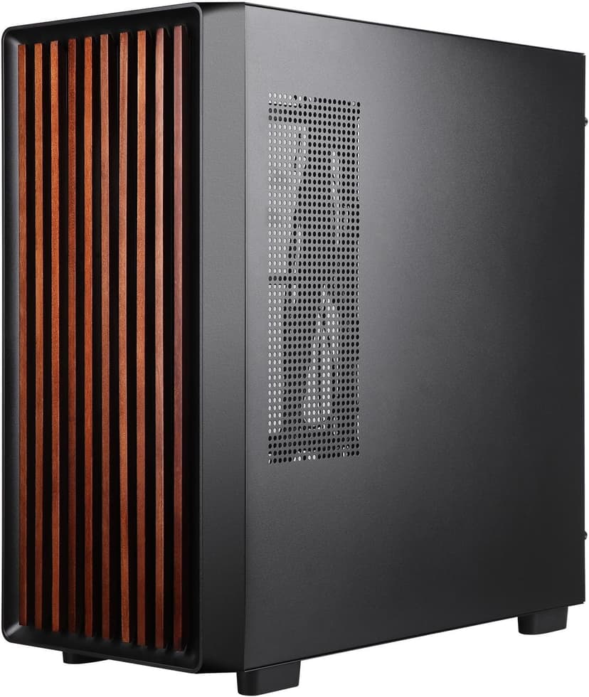 D1 Tempered Glass PC Case Meshify - Walnut Wood Front - Mesh and Glass Side Panel - Can Build in Up to 12 ARGB PWM Fans - High Airflow Mid Tower PC Gaming Case for ATX/mATX/ITX Motherboards Black