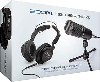 Zoom ZDM-1 Podcast Mic Pack, Podcast Dynamic Microphone, ZHP-1 Headphones, TPS-4 Tripod, Windscreen, 2-Meter XLR Cable, for Recording & Streaming Podcasts