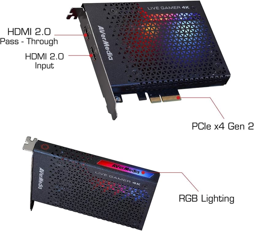 AVerMedia GC573 Live Gamer 4K, Internal Capture Card, Stream and Record 4K60 HDR10 with ultra-low latency on PS5, PS4 Pro, Xbox Series X/S, Xbox One X, in OBS, Twitch, YouTube