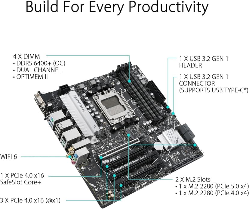MICRO CENTER AMD Ryzen 7 7700X CPU Processor with ASUS Prime B650M-A AX II Micro ATX Motherboard