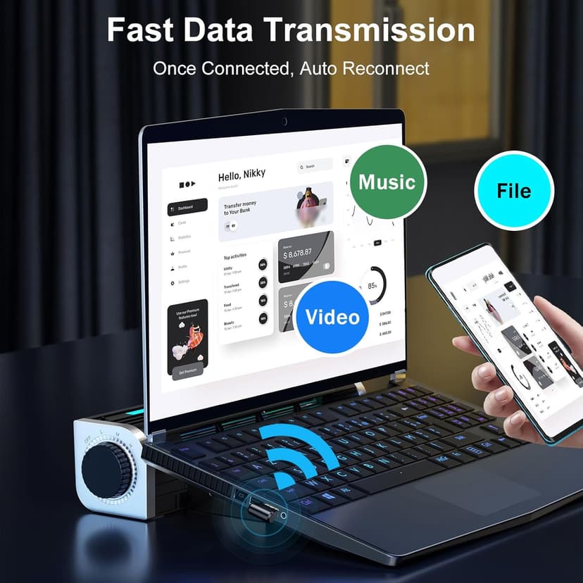 Bluetooth Adapter for Desktop PC, Plug & Play 5.3 USB Mini EDR Dongle Receiver & Transmitter for Laptop Computer Compatible with Headphones Keyboard Mouse Only Windows 11/10/8.1