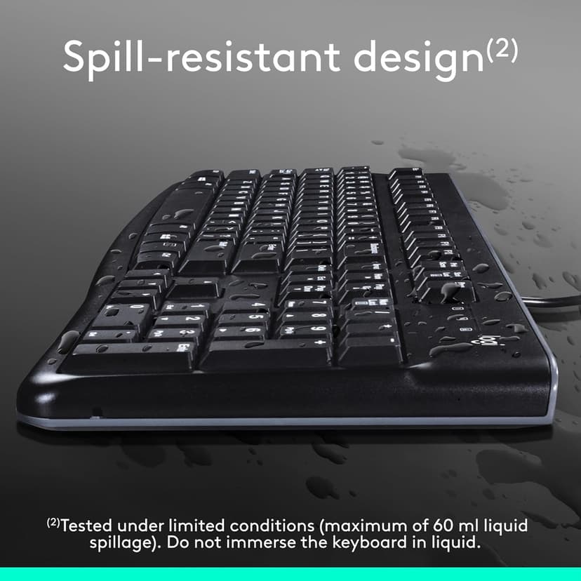 Logitech MK120 Wired Keyboard and Mouse Combo for Windows, Optical Wired Mouse, Full-Size, USB, Compatible with PC, Laptop - Black