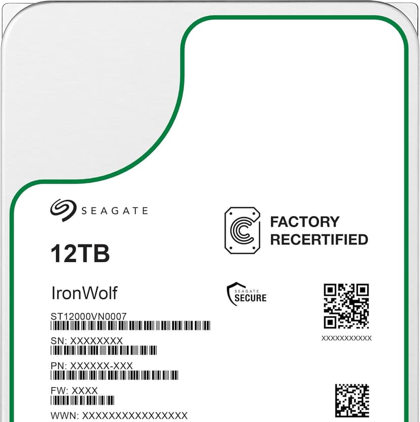 Seagate (Recertified) 12TB IronWolf NAS SATA Hard Drive 6Gb/s 256MB Cache 3.5-Inch Internal Hard Drive for NAS Servers, Personal Cloud Storage (ST12000VN0007)