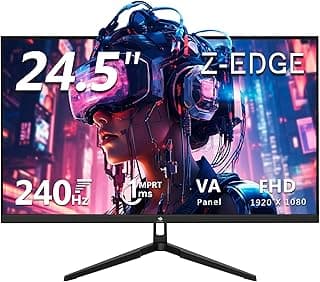 24.5" Gaming Monitor 240Hz, Z-Edge UG25F FHD 1920x1080 Computer Monitor, 1ms Frameless LED, Contrast Ratio 5000:1