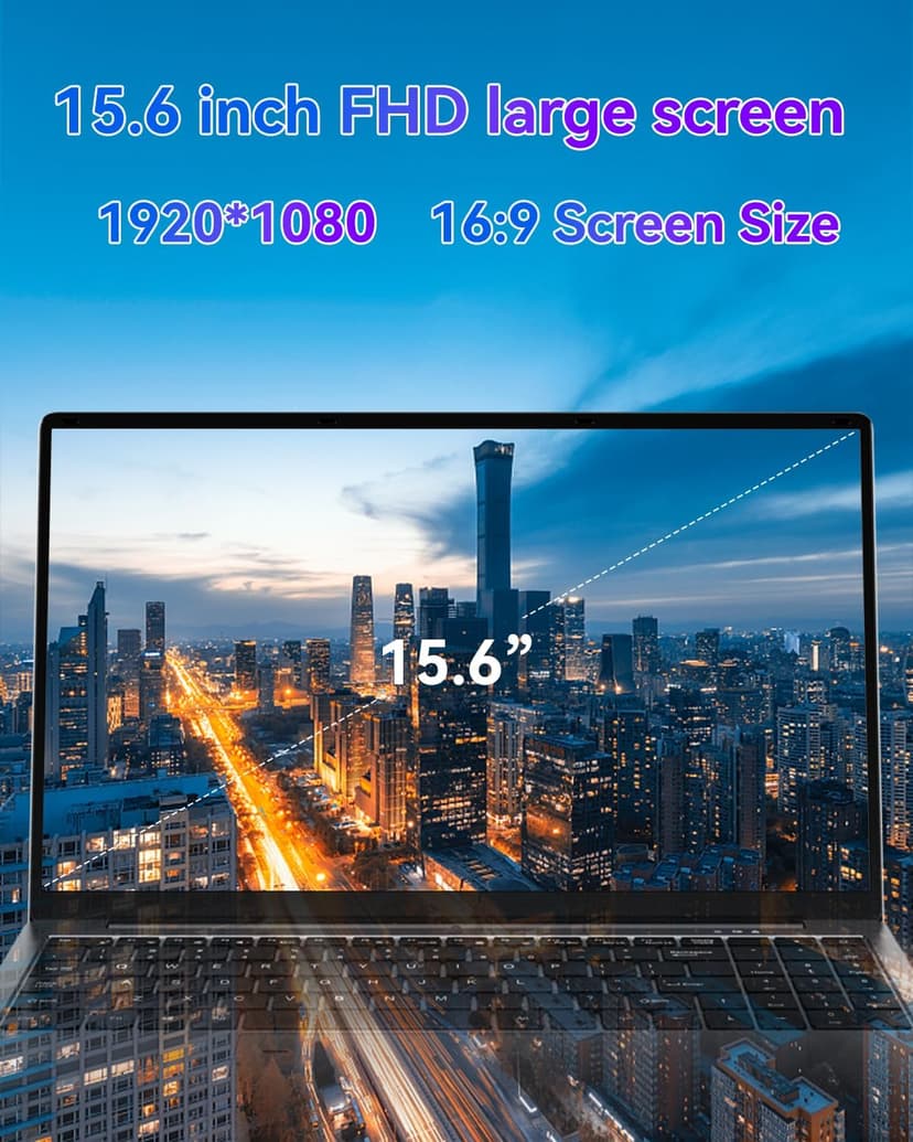 15.6" Laptop PC- Quad-Core N95 Processor (Up to 3.4GHz) Laptop Computer 16GB DDR4 512GB SSD, Students Business Laptop Support Touch ID,WiFi, BT4.2, HDMI, USB 3.0