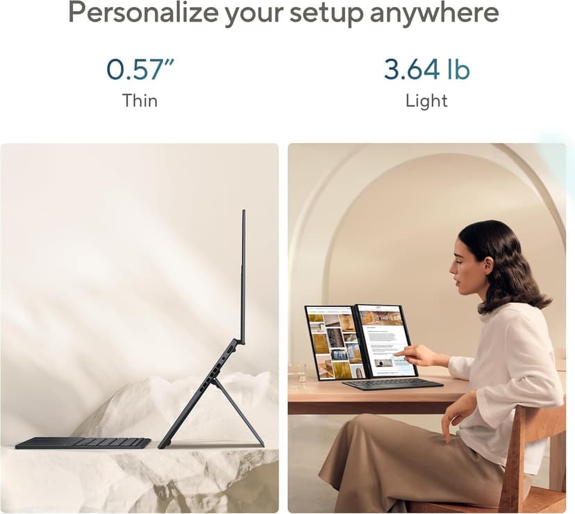 ASUS Zenbook DUO Laptop, Dual 14” OLED 3K 120Hz Touch Display, Evo, Intel Core Ultra 9 285H, Intel Arc Graphics, 32GB RAM, 1TB SSD, Windows 11, UX8406CA-PS99T
