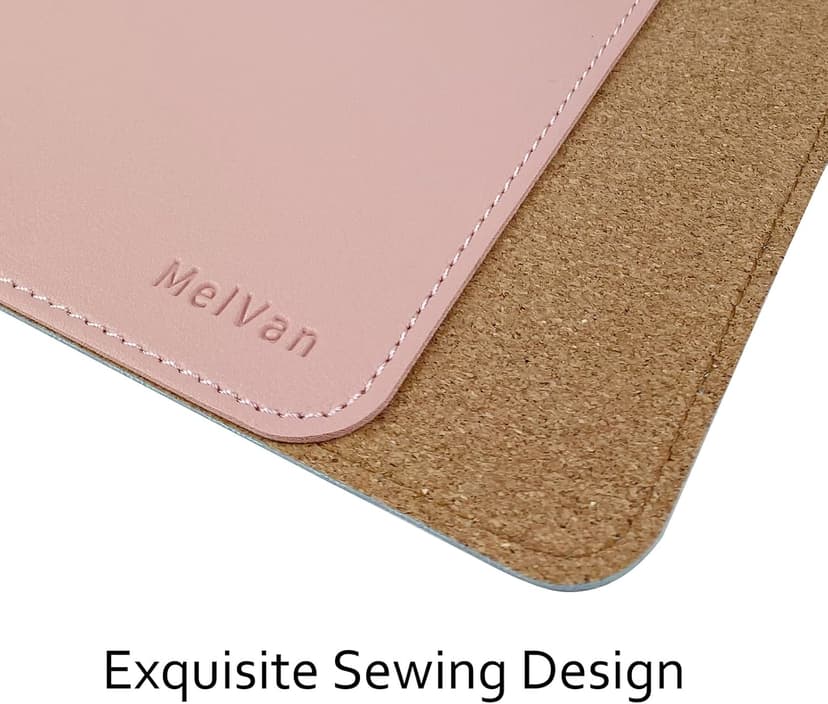 MelVan PU Leather Mouse Pad with Stitched Edge, Waterproof Gaming Mouse Mat for Computers, Laptop, Office & Home, 10.2" x 8.3", 1 Pack (Pink)