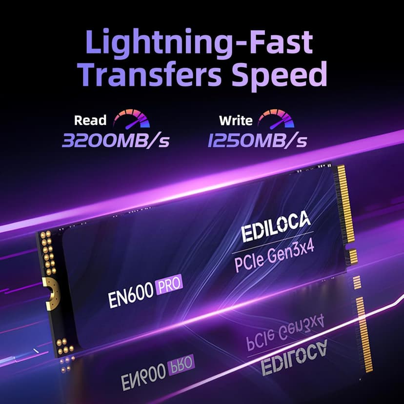 EN600 PRO SSD 256GB PCIe 3.0 Gen 3x4, NVMe M.2 2280, Up to 2800MB/s, Internal Solid State Drive, SLC Cache 3D NAND TLC, Graphene Cooling Sticker, Storage for PC, Desktop and Laptops