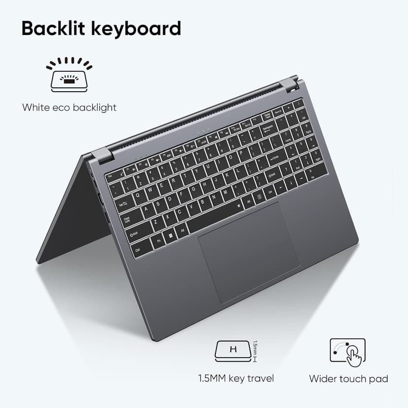 15.6" 2-in-1 Laptop | 16GB DDR4 RAM 512GB Storage | AMD Ryzen 3 3200U (up to 3.5GHz) | AMD Radeon Vega 3 | FHD Touchscreen | Windows 11 Pro | Wi-Fi 5 | BT5.1 | RJ45 | Backlit Keyboard, Gray
