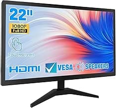 22" Touchscreen Monitor IPS FHD 1920x1080P PC Monitor, 10-Point Touch Screen Computer Display with HDMI VGA Ports, Built-in Speakers, VESA Wall Mountable, Black