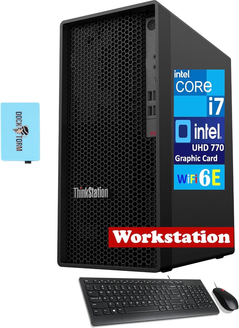 Lenovo ThinkStation P360 Workstation Desktop (12-Core Intel i7-12700, Intel UHD 770, 64GB DDR5 RAM, 2TB PCIe SSD, WiFi 6E, Bluetooth 5.1, USB KYB and Mouse, Win 11 Pro) with/DKZ Hub