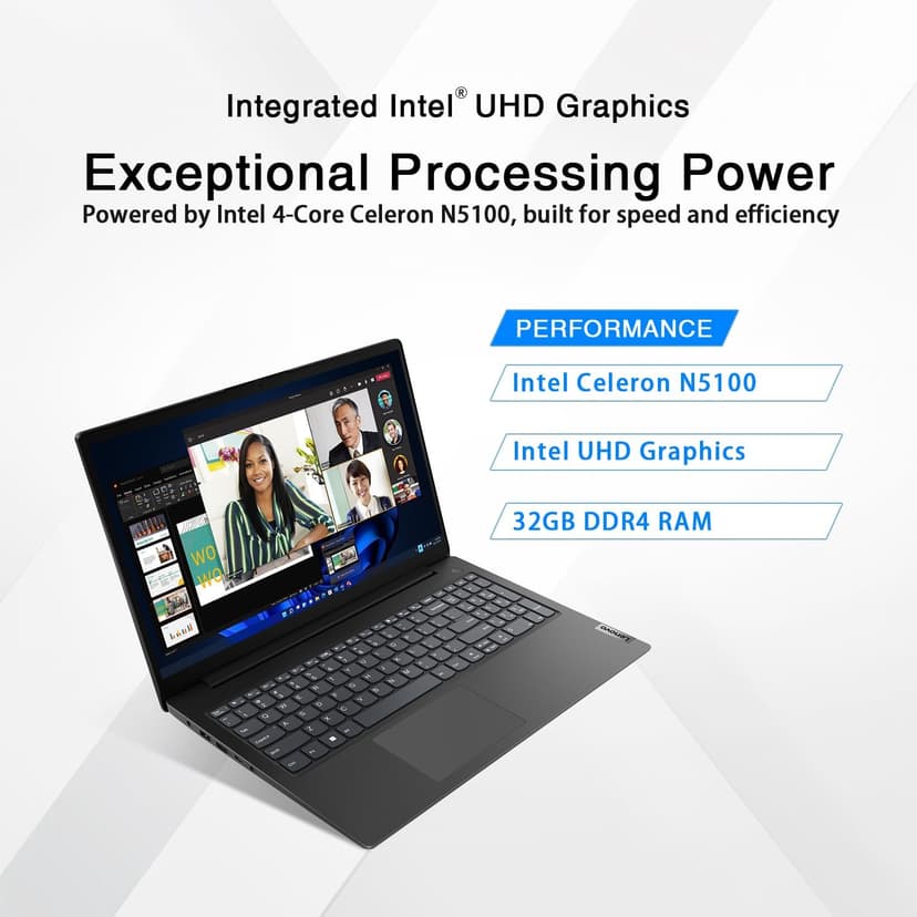Lenovo V15 Business Laptop | Intel 4-core Processor | 15.6" FHD (1920 x 1080) | 32GB RAM | 1TB SSD | Ethernet RJ-45 | Military Durability | Windows 11 Pro | w/WOWPC 500GB External Storage