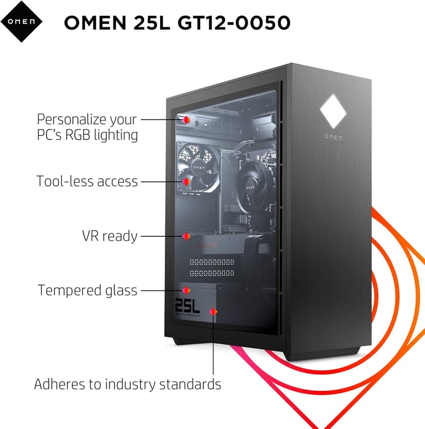 25L Gaming Desktop PC, AMD Radeon RX 5700, AMD Ryzen 7 3700X, HyperX 16 GB DDR4 RAM, 1 TB SATA Hard Drive & 512 GB PCIe NVMe SSD, Windows 10 Home, VR Ready, RGB Lighting (GT12-0050, 2020 Model)