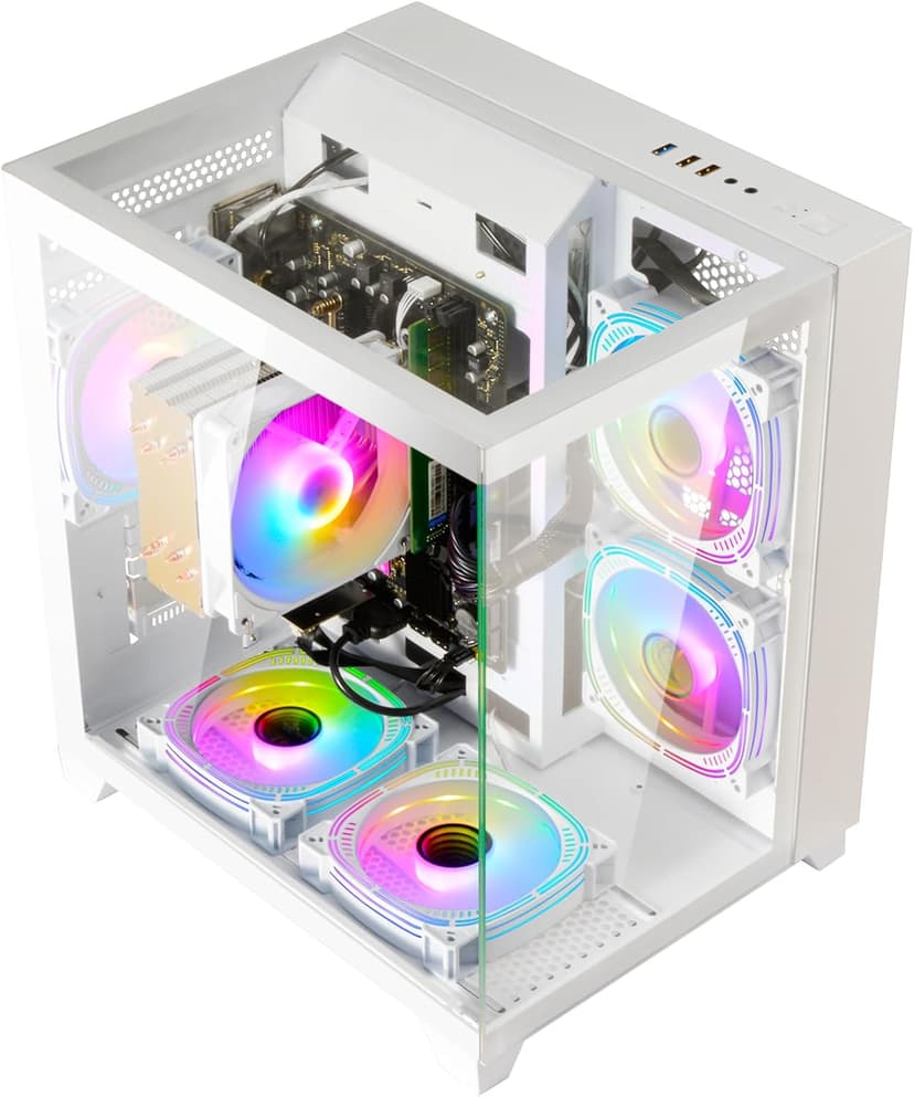 LXZ Desktop PC Computer Ryzen 5-5600GT 8 core 3.6GHz, 16G DDR4 RAM, 512G NVME SSD, Tower Computer with 400W Power Supply for Working, Home and Office (White)