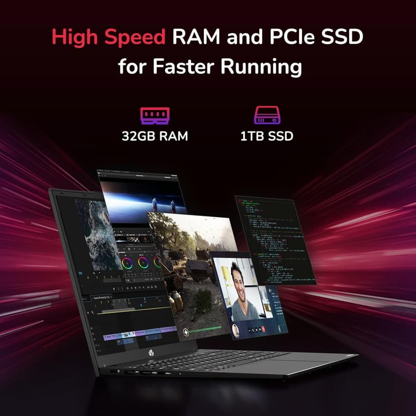NIMO 15.6" IPS FHD-Gaming-Laptop, 8 Cores AMD Ryzen 7 6800H 32GB DDR5 RAM 1TB SSD (Beat Intel i7-12700H, Up to 4.7GHz) AMD Radeon 680M GPU-Computer with 100W GaN Type-C Backlit Keyboard Fingerprint