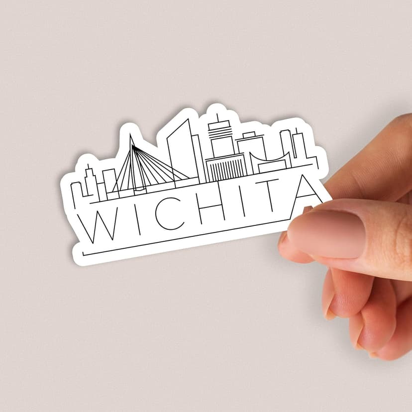 Squiddy Wichita Kansas City Skyline - Vinyl Sticker for Car, Laptop, Notebook (5" Wide)