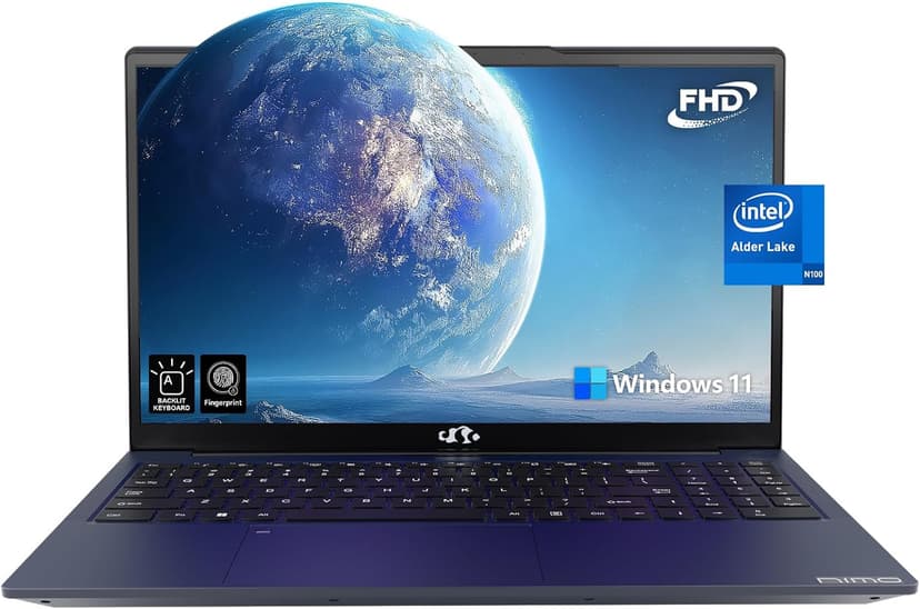NIMO 15.6 IPS FHD-Laptop, 16GB RAM 1TB SSD Intel Pentium Quad Core N100, Computer with Backlit Keyboard Fingerprint (Beat to i3-1115G4 Up to 3.4GHz) Laptops for Student, Win 11 Blue