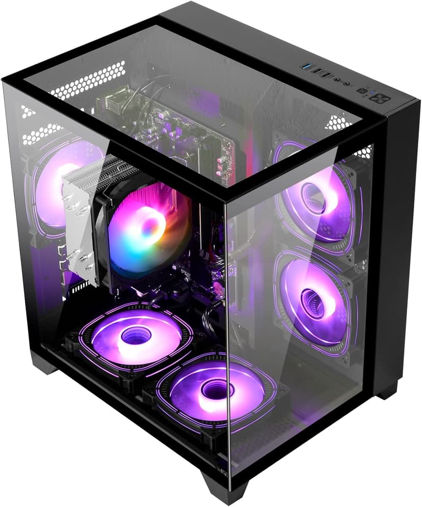 LXZ Desktop PC Computer AMD Ryzen 5 5600GT 6 core 3.9GHz, 16G DDR4 RAM, 512G NVME SSD, Tower Computer for Home and Office (Black)