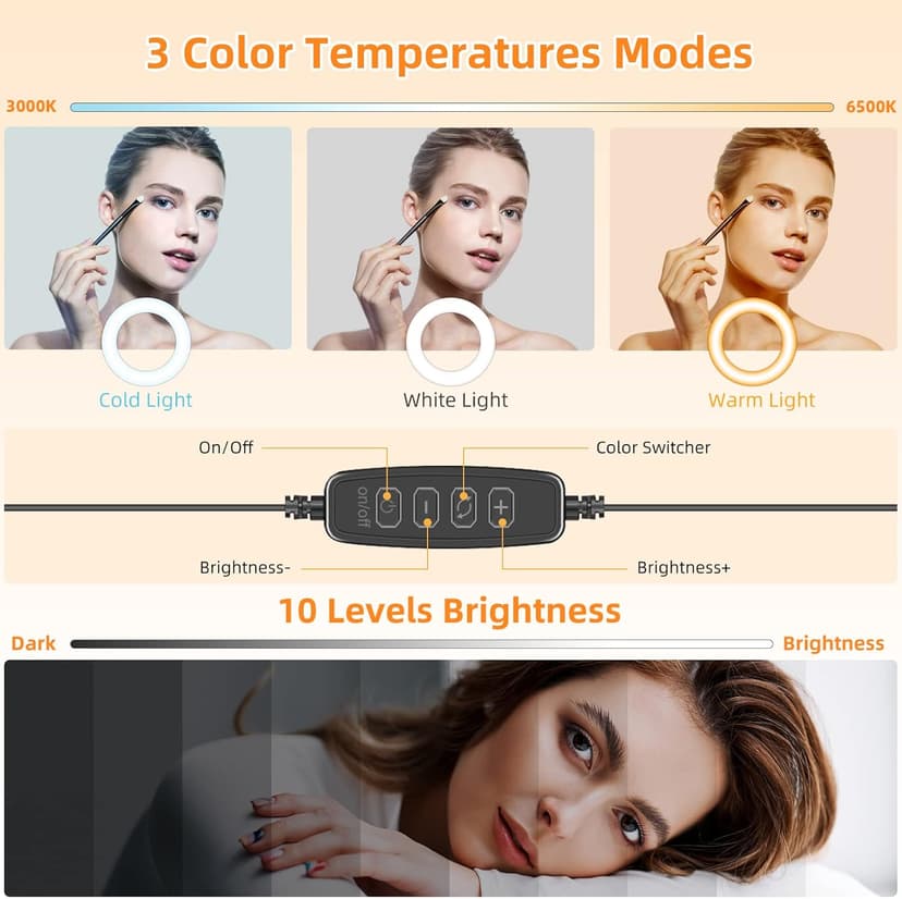Ring Light for Computer Laptop,Video Conference Lighting kit for Zoom Meetings,5" Small Led Selfie Light Portable Ring Light with Stand,Cell Phone Holder Desktop Ring Light for Skype Call (2Packs)