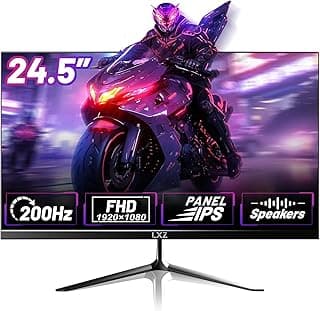 LXZ Gaming Monitor 24.5 inch, 200hz Monitor FHD 1080P Frameless IPS Display with Eye Care, DP/HDMI, Wall Mount Compatible - Black