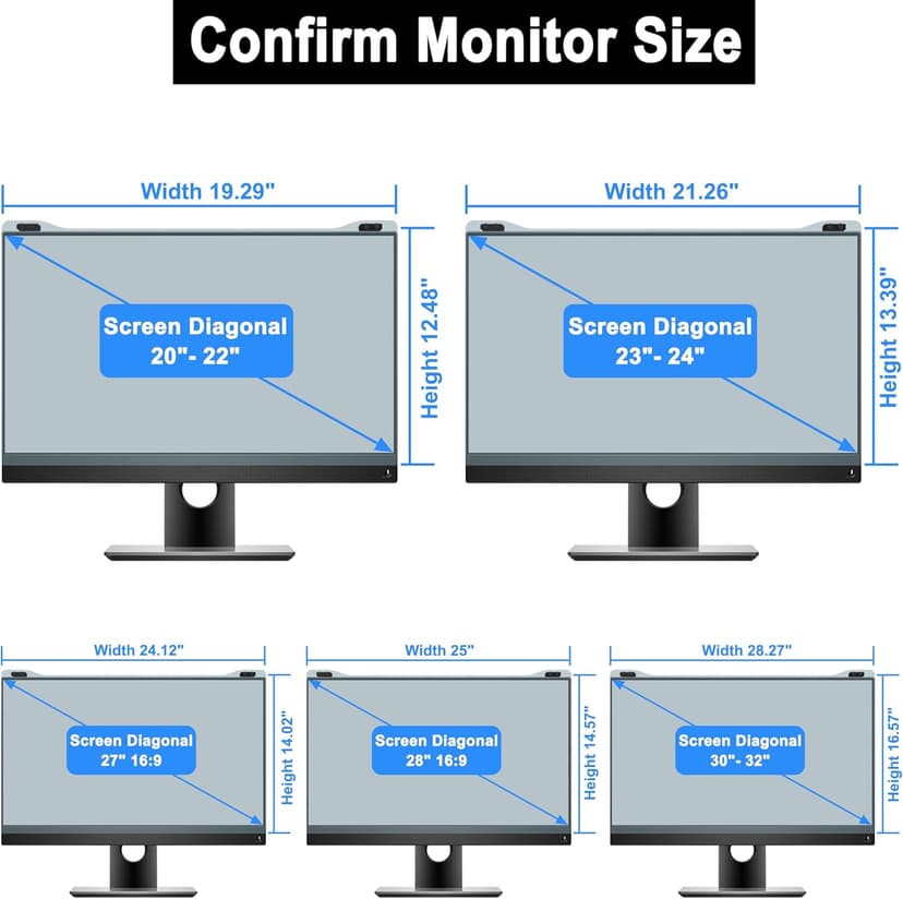 ZYY 2 Pack 23-24 Inch Computer Screen Blue Light Blocker for Diagonal 23,23.6,23.8,24 Inch Monitor, UV Blocking Filter(21 1/4x13 3/8) for Eye Strain,Hanging Anti Blue Light Screen Protector