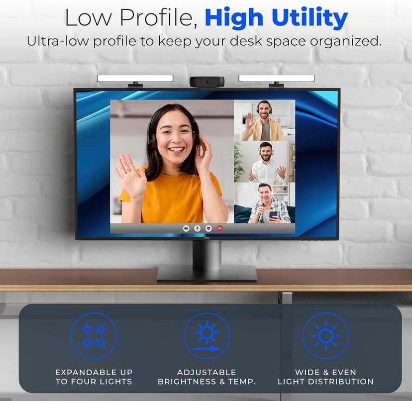 HumanCentric Video Conference Lighting - Webcam Light for Streaming, LED Monitor and Laptop Light for Video Conferencing, Zoom Lighting for Computer, Replace Ring Light for Zoom Meeting, Double Kit