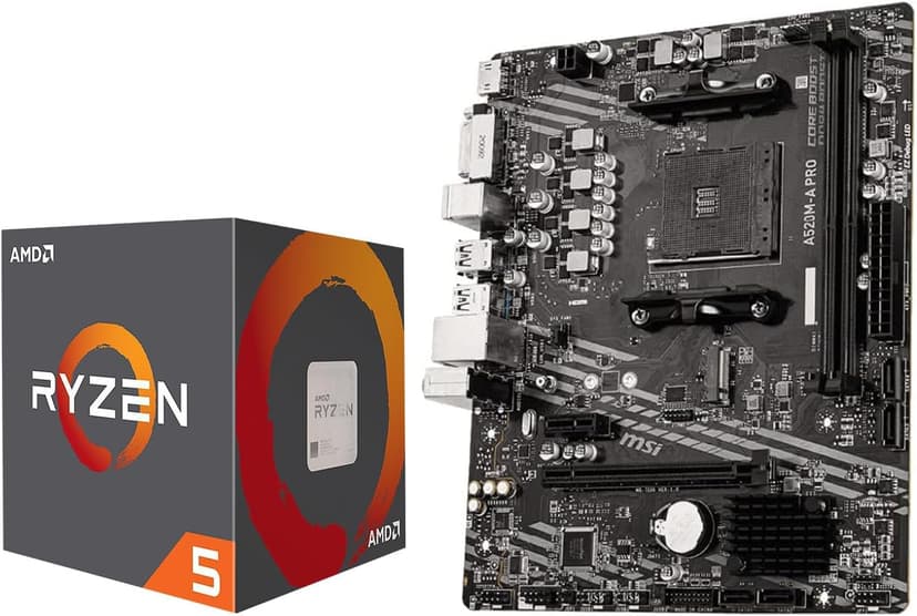 INLAND AMD Ryzen 5 5500 Unlocked Desktop Processor with MSI A520M-A PRO Gaming Motherboard (AMD AM4, DDR4, PCIe 4.0, Micro-ATX),