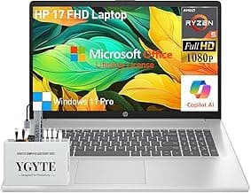 HP 2025 17 Inch Laptop Computer, 17.3 IPS FHD Business Laptop PC, AMD Ryzen 5 6-Core, 64GB RAM 2.5TB Storage (2TB SSD+512GB Docking Set), Windows 11 Pro Lifetime Office, 10-Key Number Pad